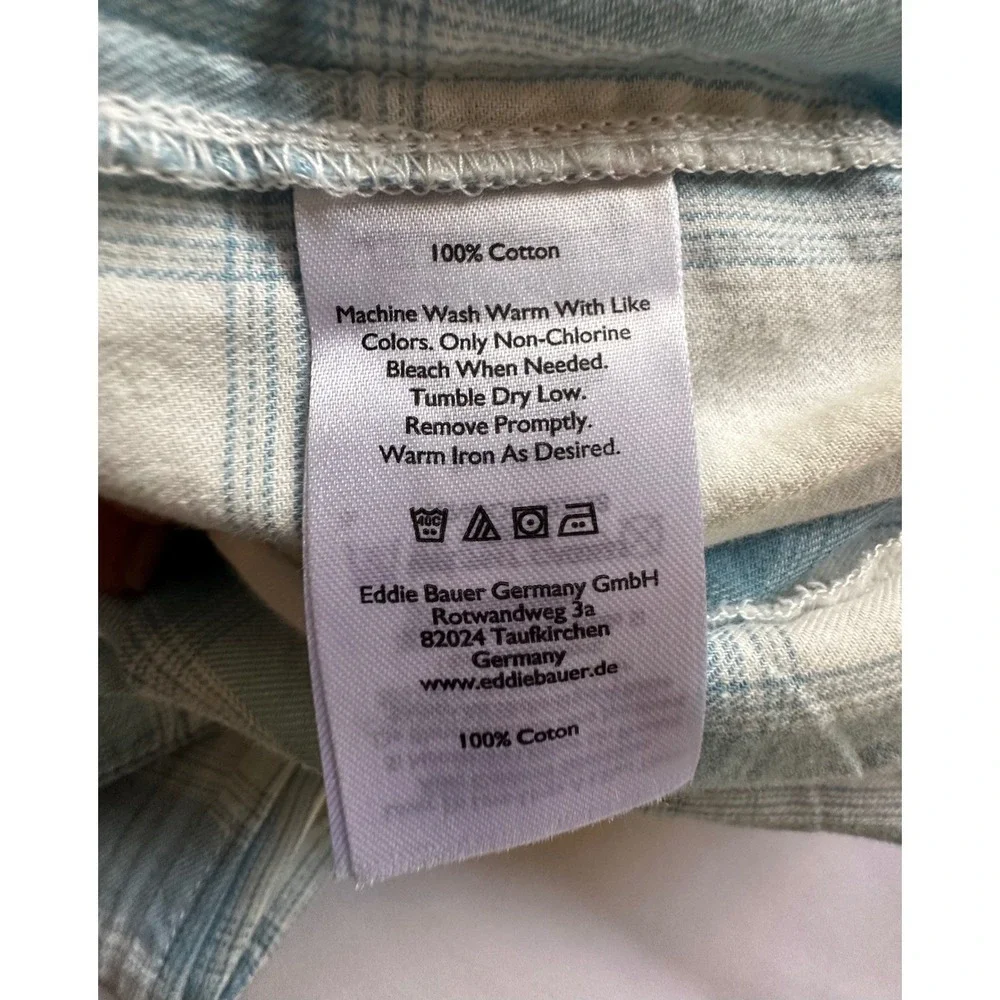 Eddie Bauer Stines Flannel Sleep Pants Porcelain Blue White Plaid Womens‎ 2XL